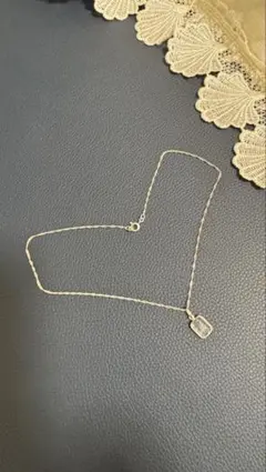 925 透明石 四角形ペンダントネックレス