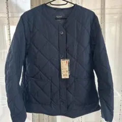 【UNIQLO】パフテックノーカラージャケット　ネイビーM