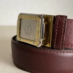 cartier ベルト レザー リザード型押し サントス マスト ボルドー