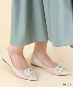 RANDA バックル付きフラットシューズ ベージュ