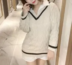 リップサービス シャツレイヤードケーブル ミニワンピース