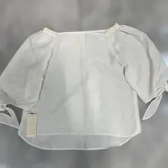 【新品タグ付き】grove 五分袖 ブラウス ホワイト Mサイズ
