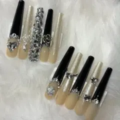 ギャルネイル ロングギャルネイル ネイルチップ 黒