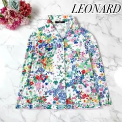 レオナール　花柄 長袖 シャツ ブラウス ホワイト　コットン100% レオナール 花柄 長袖 シャツ ブラウス ホワイト コットン100% - メルカリ