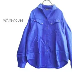 a4659▶White House　長袖ブラウス　シャツ　薄手　光沢感　春秋のサムネイル