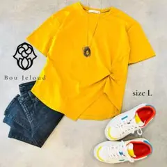 【美品】Bou Jeloud＊ねじりデザイン半袖トップス マスタードイエロー L