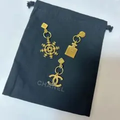 Chanel シャネル 限定チャーム 3種 ホリデー限定 黒い巾着付き