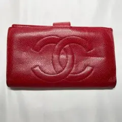 CHANEL キャビアスキン 長財布 ボルドー - メルカリ