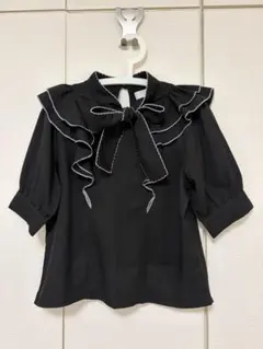 INGN フリルリボン付き 半袖ブラウス