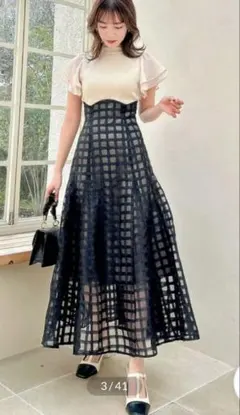 タグ付き新品♡dazzlin シアーチェック セミフレアー スカート レッド