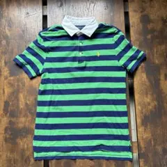 Polo by Ralph Lauren 緑青ストライプ ポロシャツ M