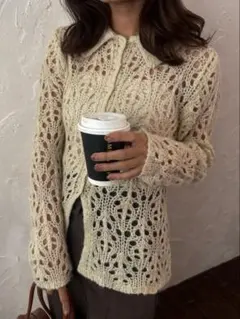 【yourmle】openwork mohair cardigan