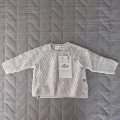 【タグ付き新品】ZARA mini ボタン付きカーディガン 1-3ヶ月 グレー