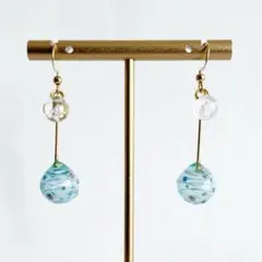 【パールカラー】ヨーヨー(水風船)ピアス/イヤリング*＊ドロップブルー＊*