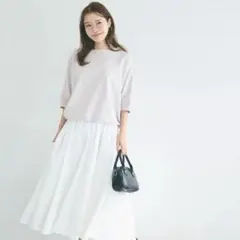 【Lサイズ】coca ドルマントップス エンボス シリーズ　ライトグレー 半袖