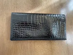 黒 クロコダイル風 長財布 木箱付き