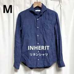 INHERIT メンズ　リネンシャツ　ネイビー　M