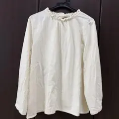 LBC 長袖 ブラウス フリルネック ホワイト Lサイズのサムネイル