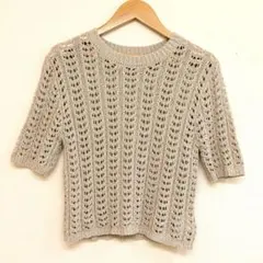 美品　GRL 透かし編みサマーニット 半袖ニット ベージュ 春夏トップス 韓国