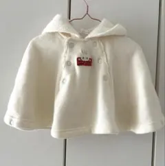 うさ耳フード付きポンチョ80㎝　アイボリー　かわいいうさぎちゃん♡