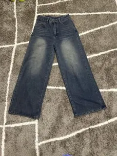 ダークブルーワイドレッグデニム S