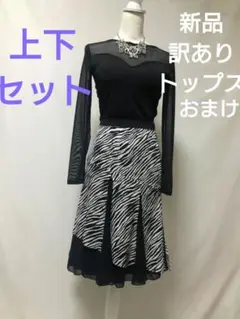 社交ダンス練習着パーティ。ゼブラ柄切り替えスカートドレスおまけ新品トップス付き