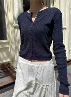 brandy melville ネイビーリブ編みカーディガン 正規品
