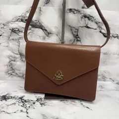 (美品)大人気、ラルフローレン、ショルダーバッグ、オールレザー、シボ革、金ロゴ