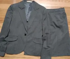 アオキ　レミュー　グレー ストライプ　 ビジネススカートスーツ　Lサイズ