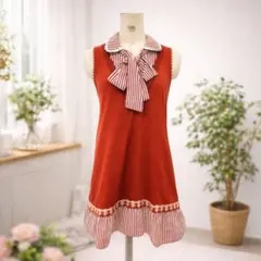 axes femme キャミワンピース 裾レース M ワインレッド