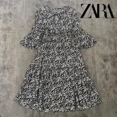 ZARA フレア花柄フラワープリントデイジーワンピース