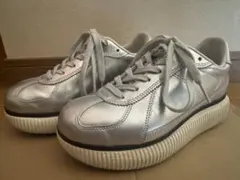 オニツカタイガー レディース シルバー 厚底 レザー デレシティ