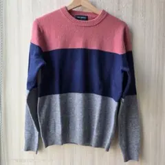 URBAN RESEARCH バイカラーニット L ピンク ネイビー グレー