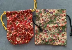 友禅、和柄の巾着袋　2個