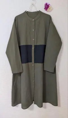 ☆INNO CENTE バイカラー(配色)デザイン ロング シャツ ワンピース❁