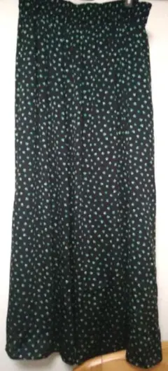 ★「276」即購入OK！黒緑ドット柄ロングスカート★