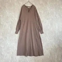 アイテムズアーバンリサーチ ロングカットソーワンピース 綿100％ Fブラウン