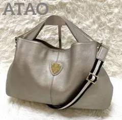 ATAO エルヴィ レザー ショルダーバッグ　2way ゴールド シボ革のサムネイル