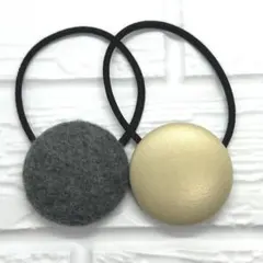 【207】ハンドメイド38mm くるみボタン　ヘアゴム