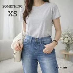【サムシング】スリムストレートデニム　XS　ミディアムブルー　日本製　ストレッチ