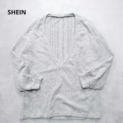 E2-2051　プルオーバー ニット　長袖　深Vネック　ゆったり　M【シーイン