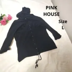 【オシャレ☆かわいい☆PINK HOUSE】黒　紐　カーディガン　サイズL