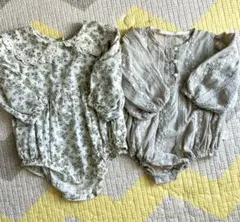 花柄・レース刺繍ロンパース2点セット　60 70