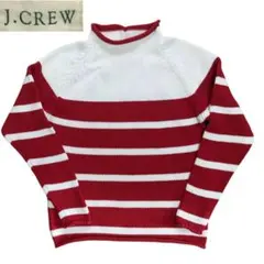 サイズM★J.CREW★ロールネックボーダーコットンニットセーター 2831