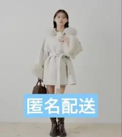 chico ファー付きフード襟マルチwayケープコート ファー襟ケープコート