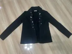 アベニールエトワール　ビジュー装飾 ノーカラーカーディガン