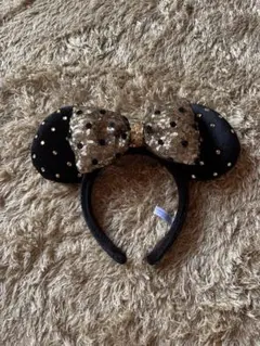 ミニー　カチューシャ　ディズニー　スパンコール　ドット　ゴールド