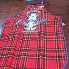 タグ付きスヌーピー 子供用エプロン 赤 130平成レトロ