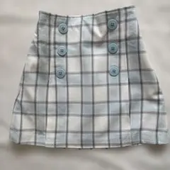 【未使用】BeBe 白x水色チェック柄スカート120