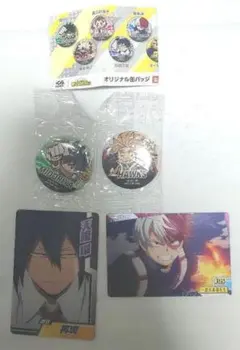 ヒロアカ　緑谷出久&ホークス　缶バッチとステッカーセット くら寿司 未開封